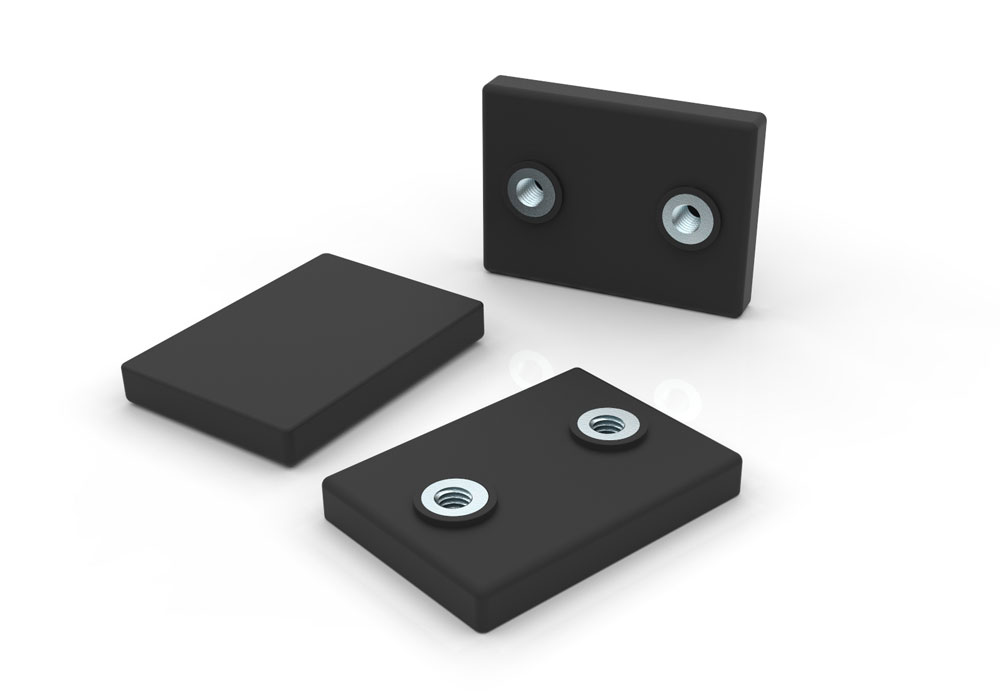 Rectangular NdFeB Rubber Coated Magnet with Female Thread